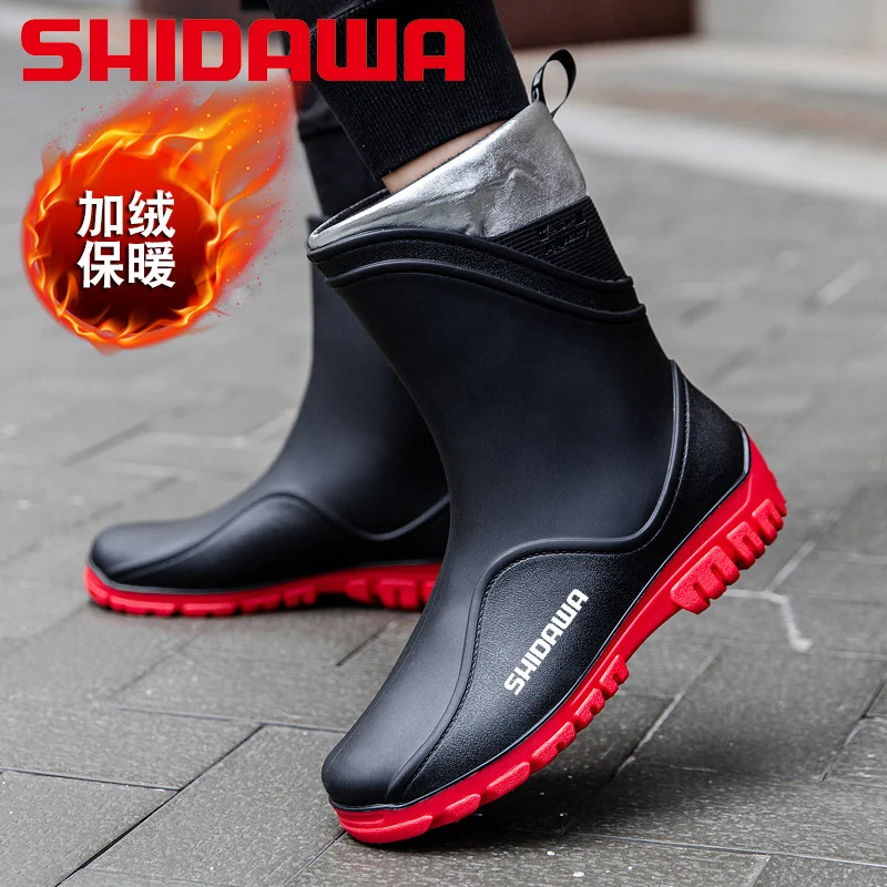 Imagem -03 - Sapato de Pesca Alto Masculino Antiderrapante Impermeável Botas de Chuva Monocromáticas Botas de Borracha de Trabalho Quente Inverno ao ar Livre Verão Moda