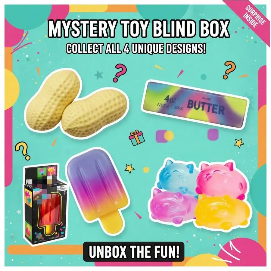 

Single Mystery Squishy Toy Box Lovely Assorted Design Soft Squeeze Stress Relief Collectible Surprise Gift