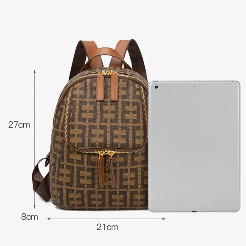 Chikage Vintage Multi-function Printed Backpack New Simple Leisure Commuter Bag Student Schoolbag Large Capacity Travel Bag