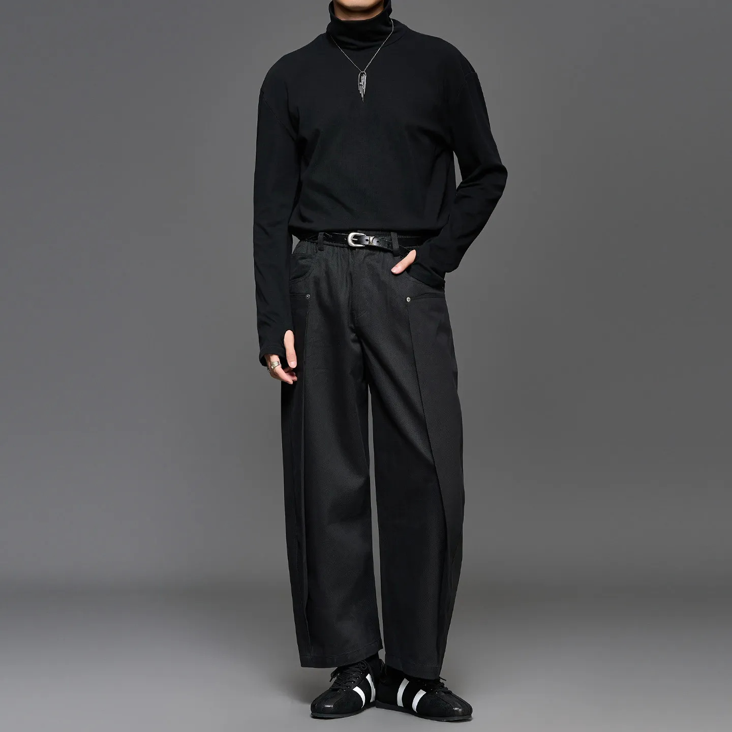 High Quality Cut Micro Matchet Pants Simple Fashion Boys Black Nine Points Straight Tapered Casual Pants