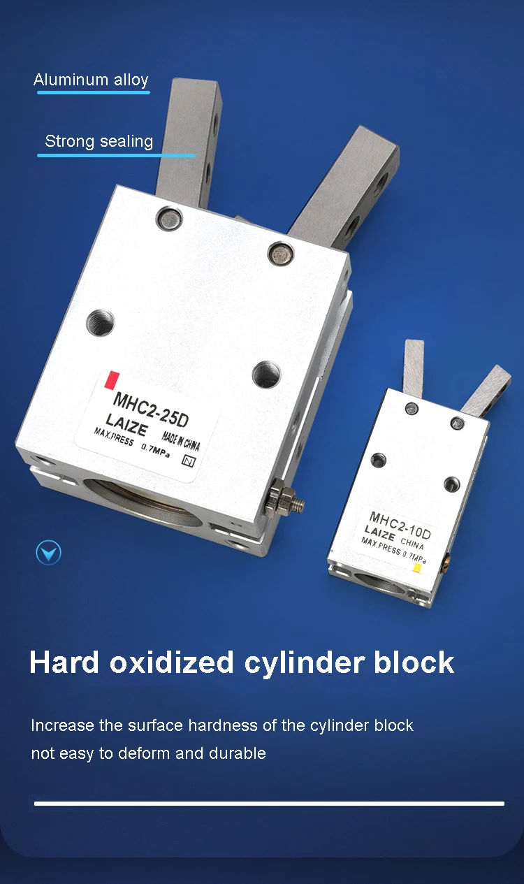 MHC2 Serie Pneumatischer Fingerzylinder mit Drehpunkt, Öffnungs- und Schließfunktion, Luftgreifer, doppelt- und einfachwirkend, Winkel-Luftklauenroboter, pneumatisch – Detail 3