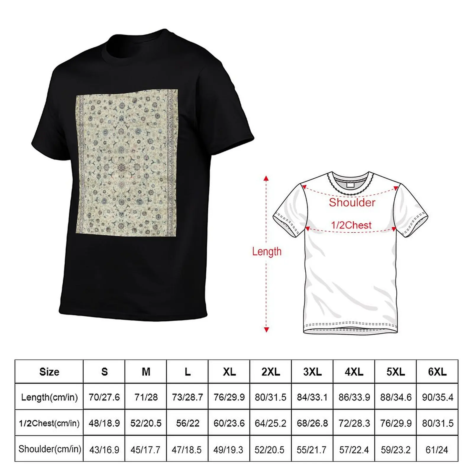 Kashan Isfahan Persian Carpet Print T-Shirt anime figures custom t shirt tee shirts for men