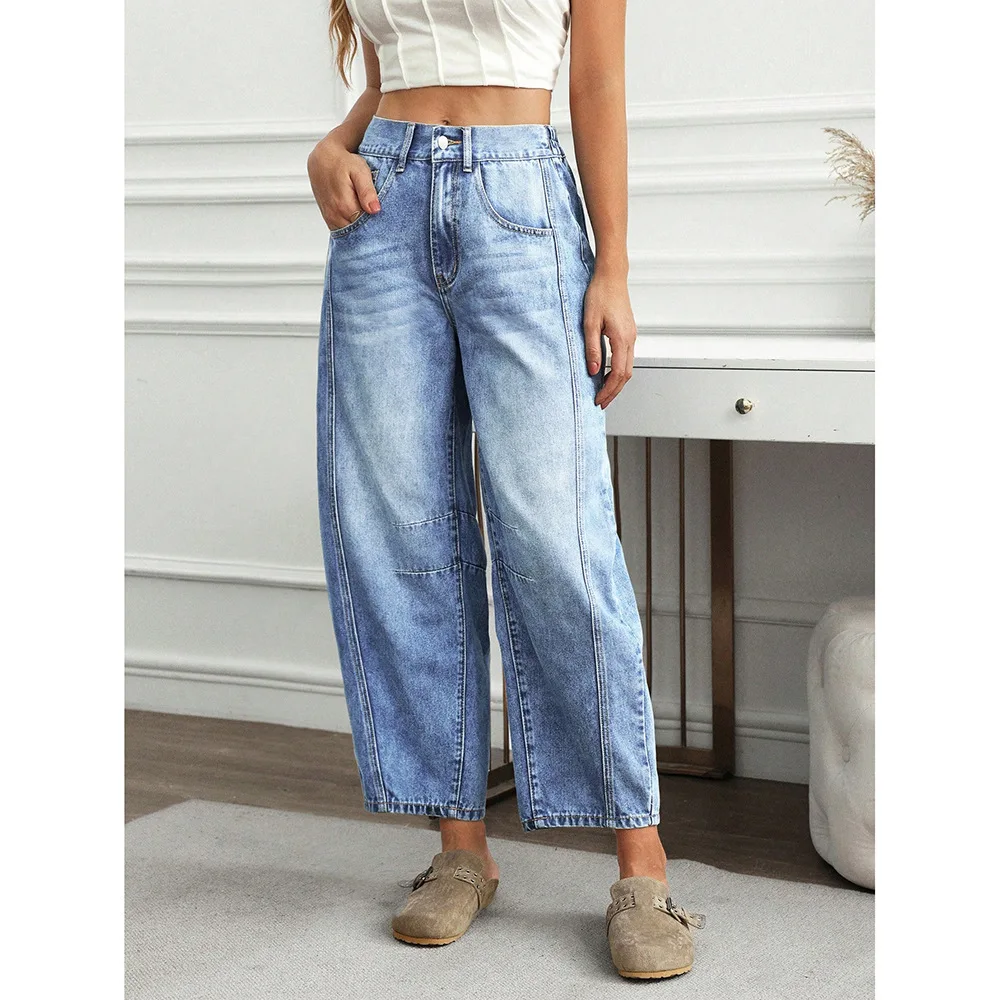 

Women New Style Loose Washed Wide Leg Jeans Casual Denim Pants