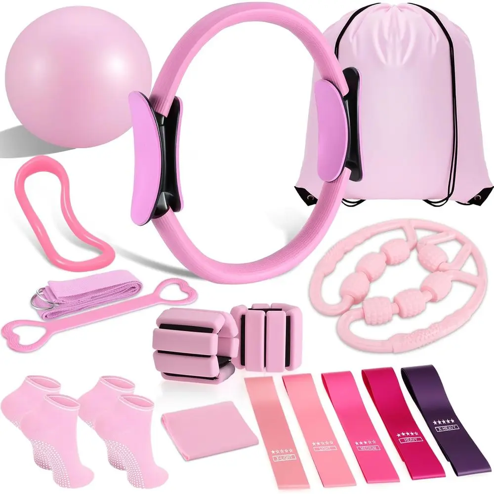 

Pilates Ring and Ball Set for Home Workouts, Women's Fitness with Resistance Bands, 12 Magic Circle, 9.8 Ball, Strength, Toning,