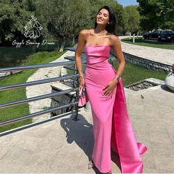 Giggle Strapless Crepe Close-fitting Sexy Party gown Pleat Straight Ankle length Slit saudi evening dresses women elegant 2024