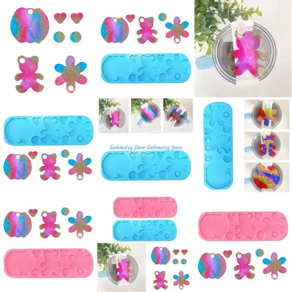 

573B Silicone Straw Stabilizer Molds Flexible Pendant Mold Silicone Straw Holder Molds Suitable for Various Straw Sizes