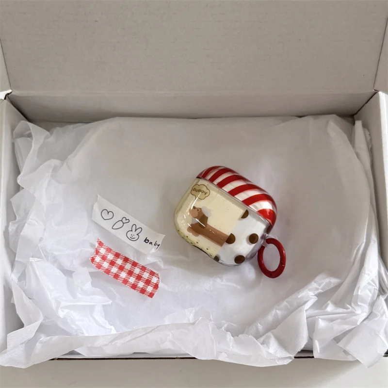 

Shockproof Full Protection Case for AirPods 1 2 3 4 Pro Cute Pink Green Polka Bow Soft Cover with Keychain Charm Pendant