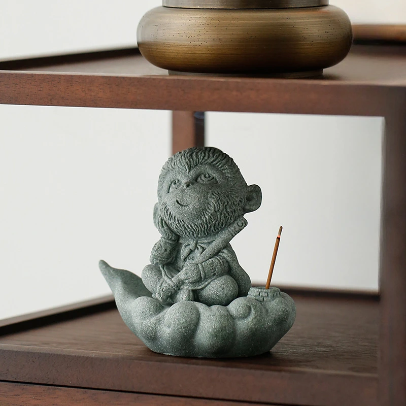 China-Chic Cute Monkey's Incense Stick Incense Burner Decoration Creativity Sun Wukong Qitian Great Sage Tea Pet