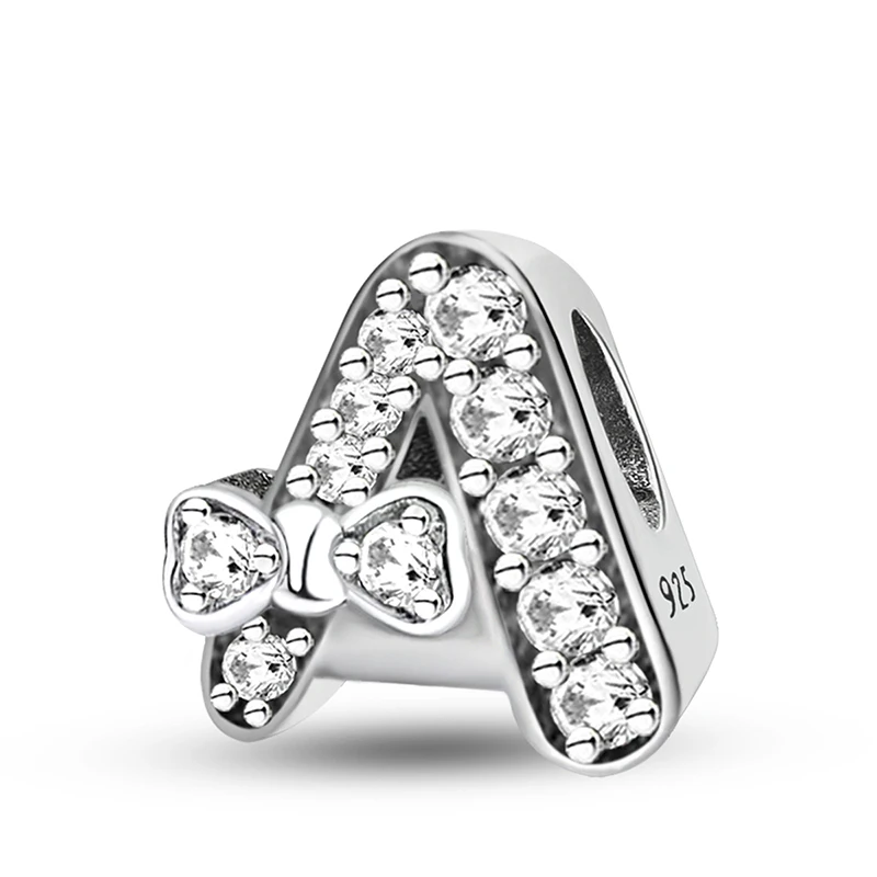 

925 Sterling Silver Cute Butterfly Knot Letter Series Zircon Charms Bead Fit Original Pan Bracelet DIY Jewelry For Women Gift