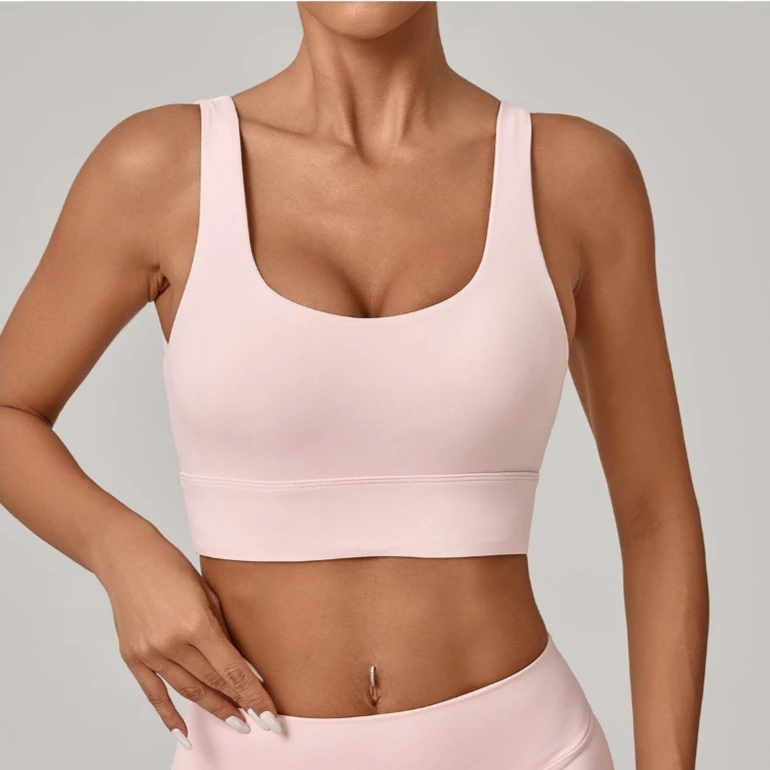 Reggiseno sportivo da yoga ad alto supporto per donna, top da allenamento con schiena scoperta e abbigliamento da palestra fitness da corsa per yoga a fascia larga