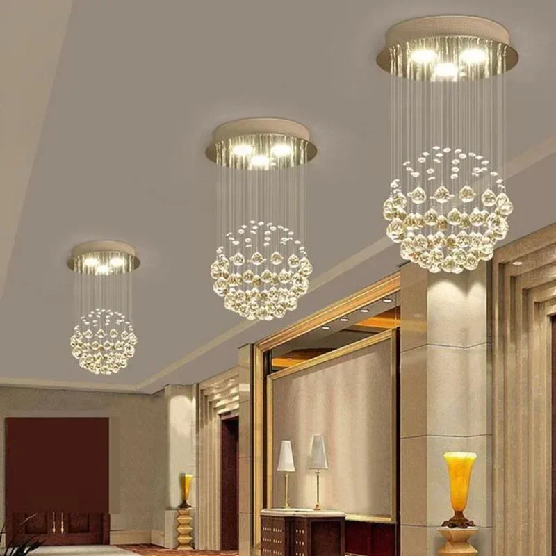 Ronde Kristallen Plafond Kroonluchter Voor Woonkamer Eetkamer Slaapkamer Bal Design Lamp Led Cristal Glans Nieuwe Home Decor Lamp