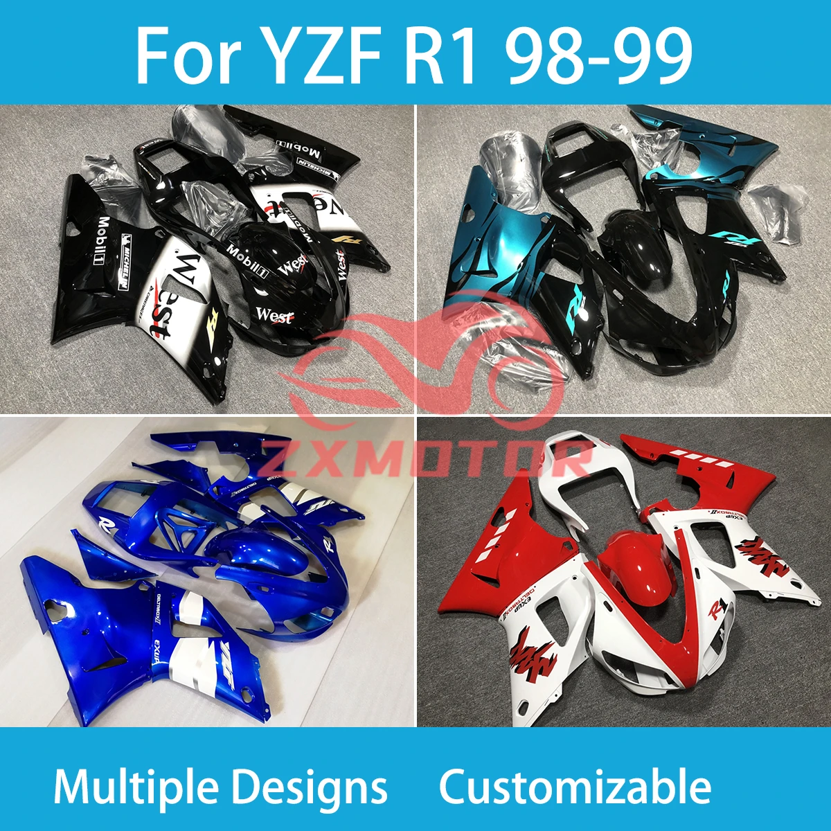 

Cool Fairing Kit for Yamaha YZF R1 1998 1999 Customizable Motorcycle Accessories Fairings Complete Parts R 1 98 99