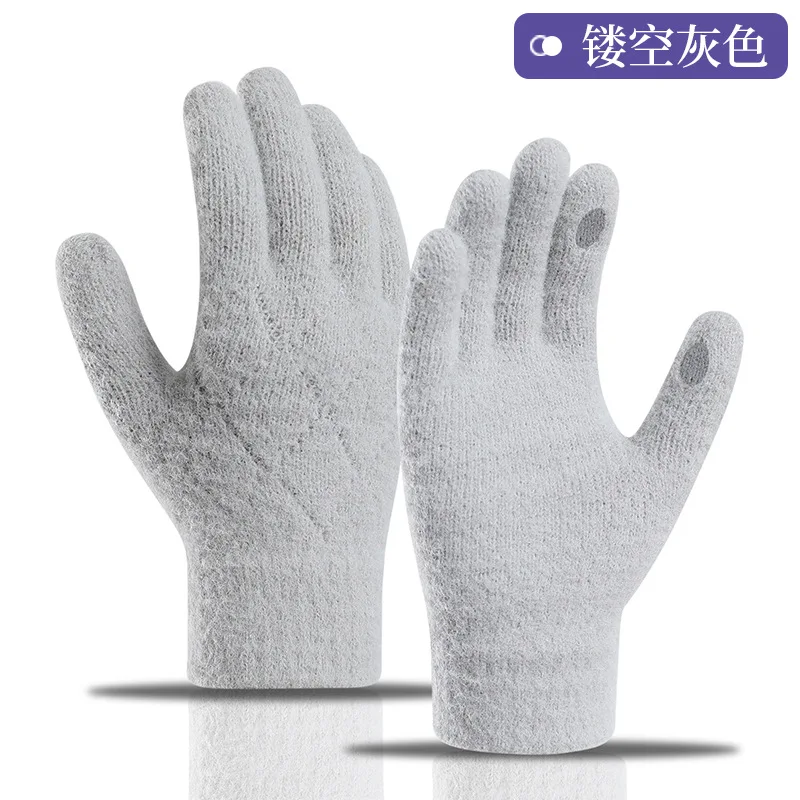 여성의 따뜻한 다섯 손가락 두꺼운 니트 원사 안티 콜드 야외 사이클링 양털 터치 스크린 겨울 장갑 패션 새로운 스타일