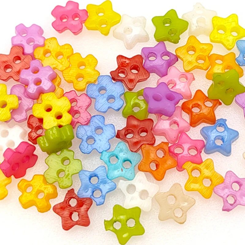 7mm Mini Buttons Random Mixed Flower Star Heart Buttons for Handmade Cartoon Doll Clothes Garment Sewing DIY Craft Needlework