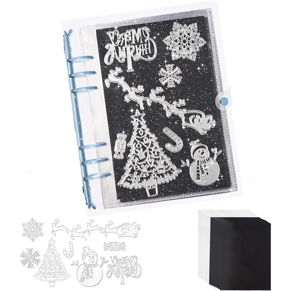 Budget-Friendly-Skyrealm Scrapbook Supplies, Die Storage Magnetic Sheets and Christmas Cutting Dies Set for DIY Card Making (49P