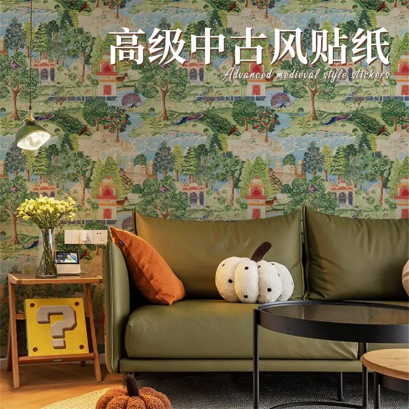 2 Rolls Vintage Self Adhesive Wallpaper, Waterproof Sticker for Rental Room, Dorm, Bedroom Makeover Renovation Decor