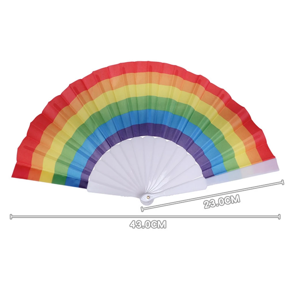 

5Pcs Plastic Foldable Fan Colorful Rainbow Handheld Fan Compact Portable Wedding Stage Pride Gift