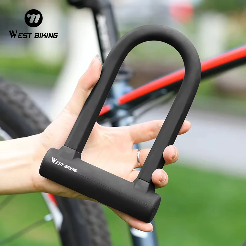 WEST BIKING Bike U-Lock Heavy Duty Anti Theft U Shape Lock With Key For Bicycle Motorcycle Scooter Security Cycling Accessories