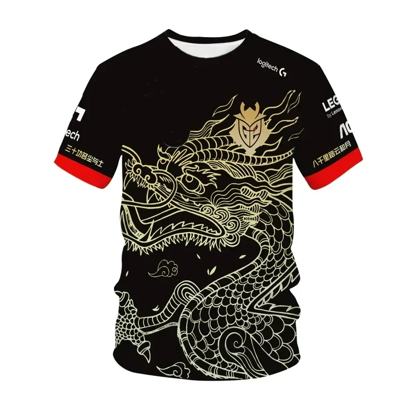 

2024 Summer New G2 E-sports Chinese Dragon Pattern 3D Printed Men's T-shirt Plus Size Loose Everyday Casual Street Fashion Top