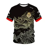 2024 Summer New G2 E-sports Chinese Dragon Pattern 3D Printed Men's T-shirt Plus Size Loose Everyday Casual Street Fashion Top