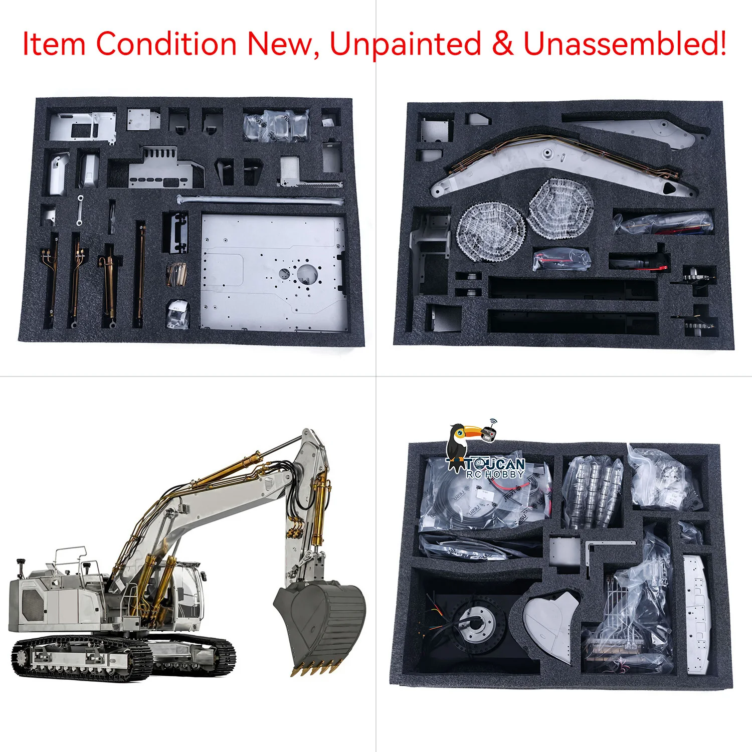 

1/14 LESU LR945 KIT RC Гидравлический металлический экскаватор Световая система Дистанционное управление Модель экскаватора Неокрашенная Несобранная модель машины