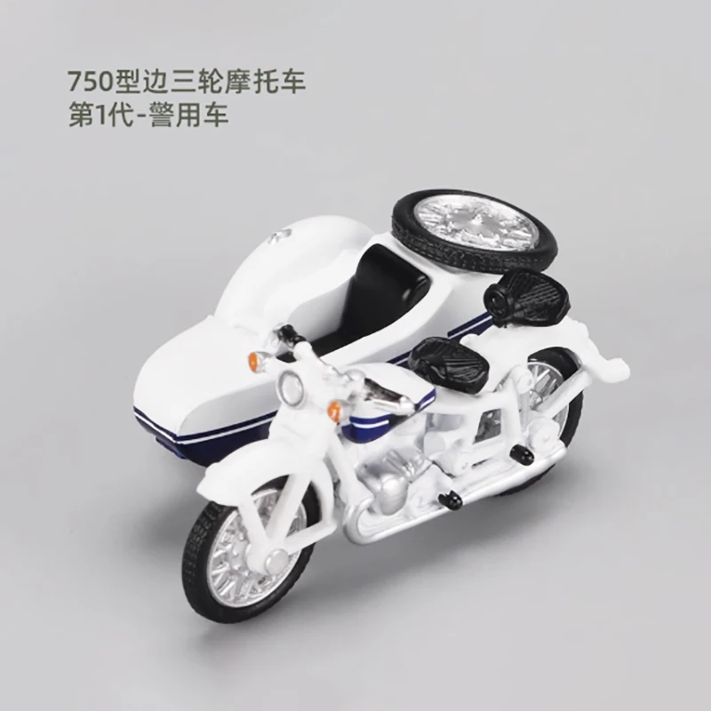 Diecast escala 1:64 liga clássico 750 motocicleta com modelo sidecar produto acabado simulação brinquedo coleção modelo estático