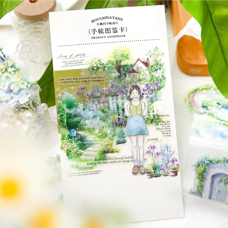 1 لفة PET الأخضر الزخرفية المعاد تدويرها ملصقات اللون المناظر الطبيعية المواد الكتابة المواد اللاصقة سجل القصاصات 70 مللي متر * 2 متر الشريط الموسمي