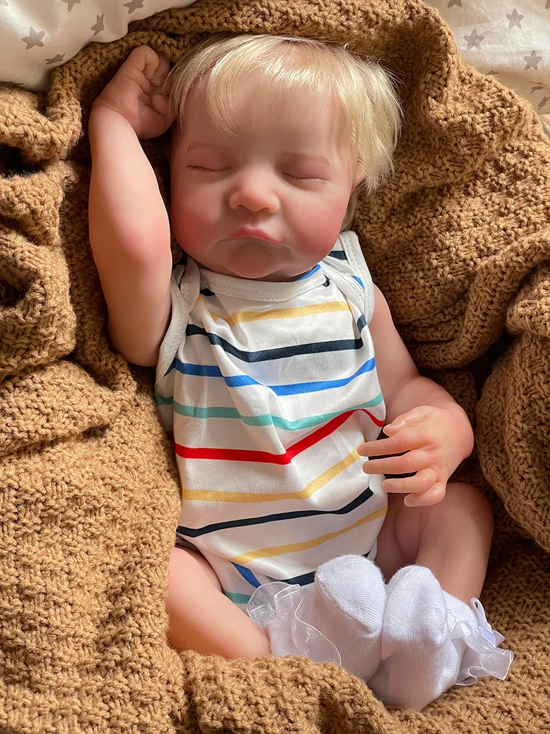 Cokela 20inch/50cm Full Body Closed Eyes Loulou Reborn Baby Doll With Rooted Hair Lifelike Newborn Baby Boy Or Girl For Choose