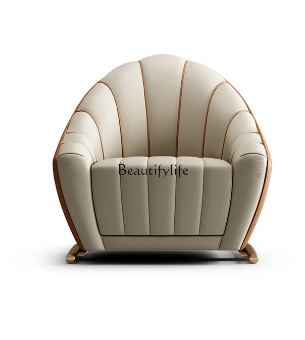 

Light Luxury Leisure Chair Modern Villa Living Room Art Genuine Leather Couch