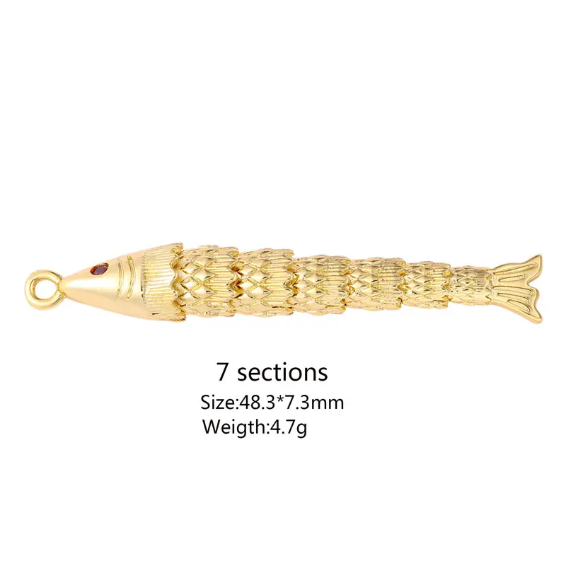 JUYA Gold Silver Tone Articulated Fish Charm Connector Koi Fish Pendant Jewelry Findings DIY Bracelet Necklace Making Accessorie view 5