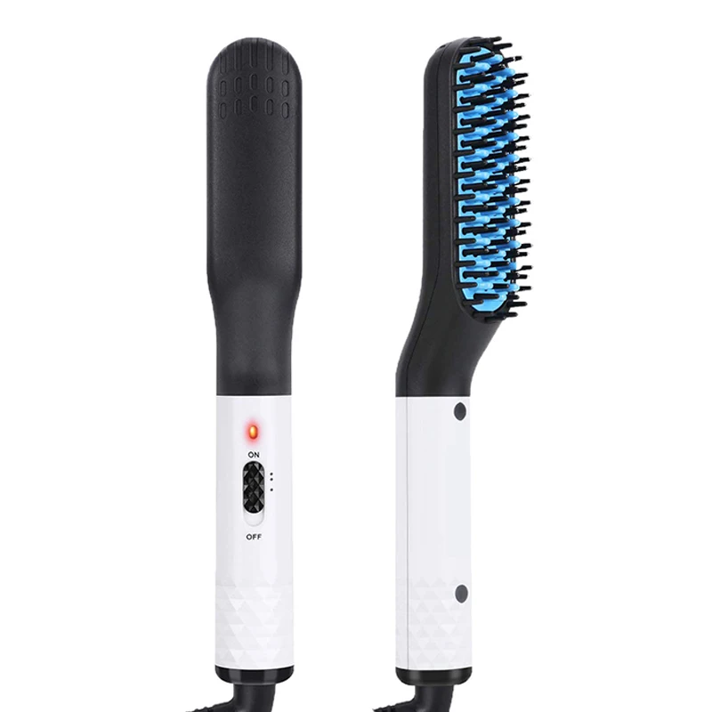 Professional Electric Hair Straightener Comb 2 In 1 Ceramic Portable Electric Straightening Hot Hair Press Comb Men Beard Brush