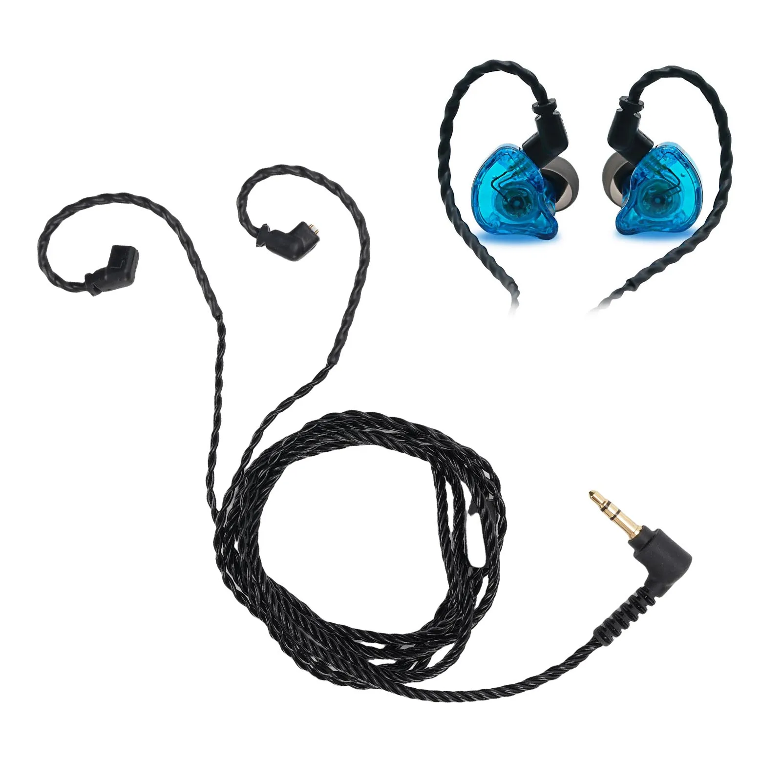 IEM Cable Fit for KZ ZS10 PRO/AS16/ZES/AS24 2 Pin OFC 3.5mm Male to QDC 0.78 Earphone Extension Cord Replacement Earphone Cable