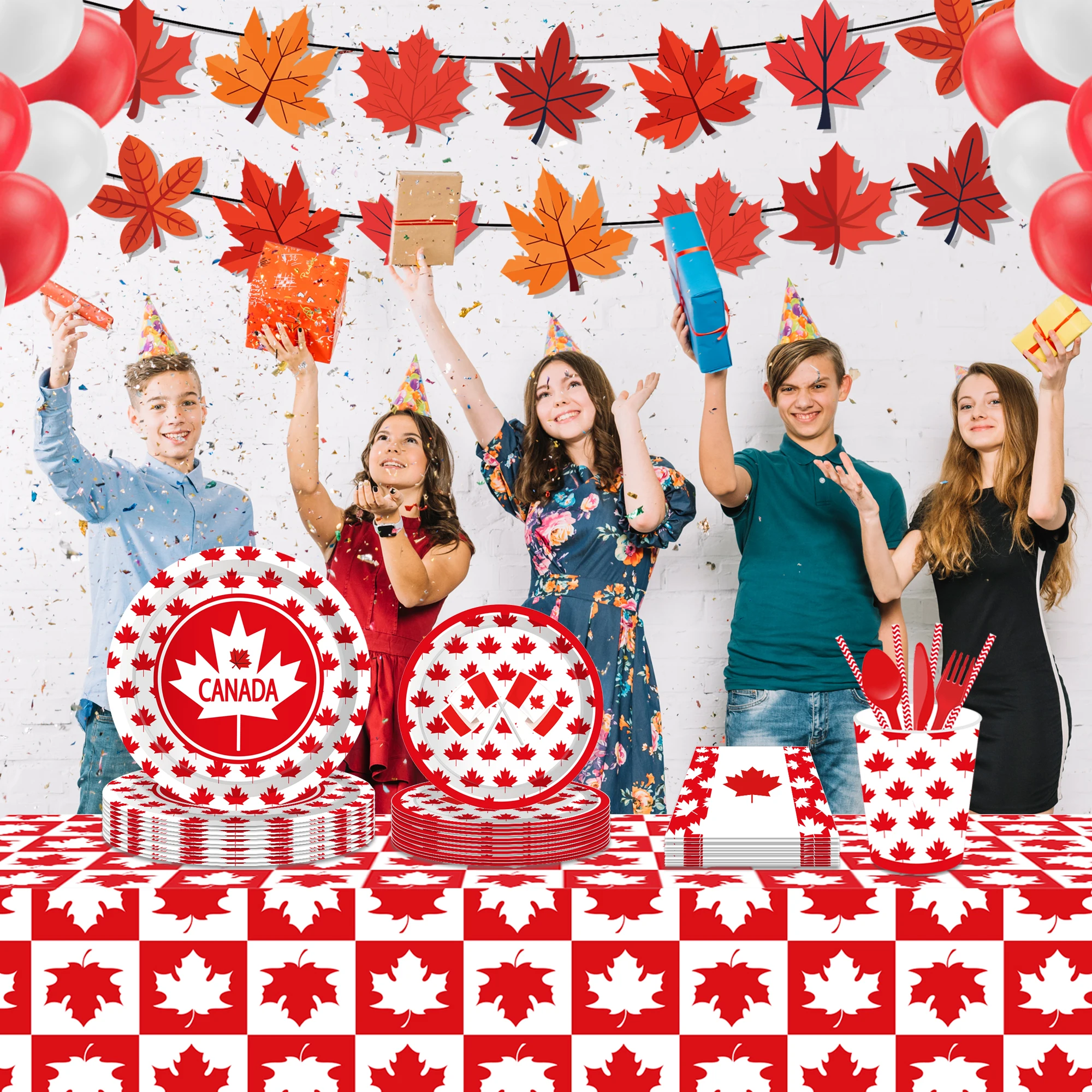 캐나다 국기 단풍잎 PE 테이블 커버 생일 파티 장식  - Home Decor Canada 리뷰 및 가격