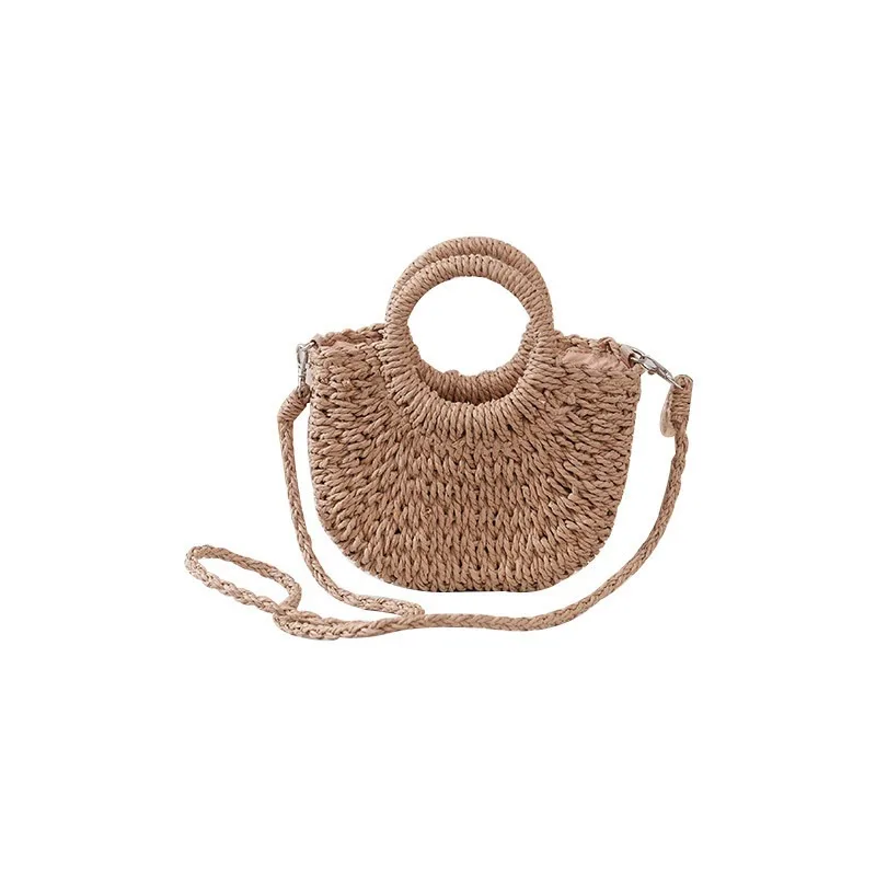 

Handwoven Straw Rattan Half-Moon Beach Handbag Large Capacity Women Summer Hollow Out Crossbody Shoulder Bag Crossbody Bags