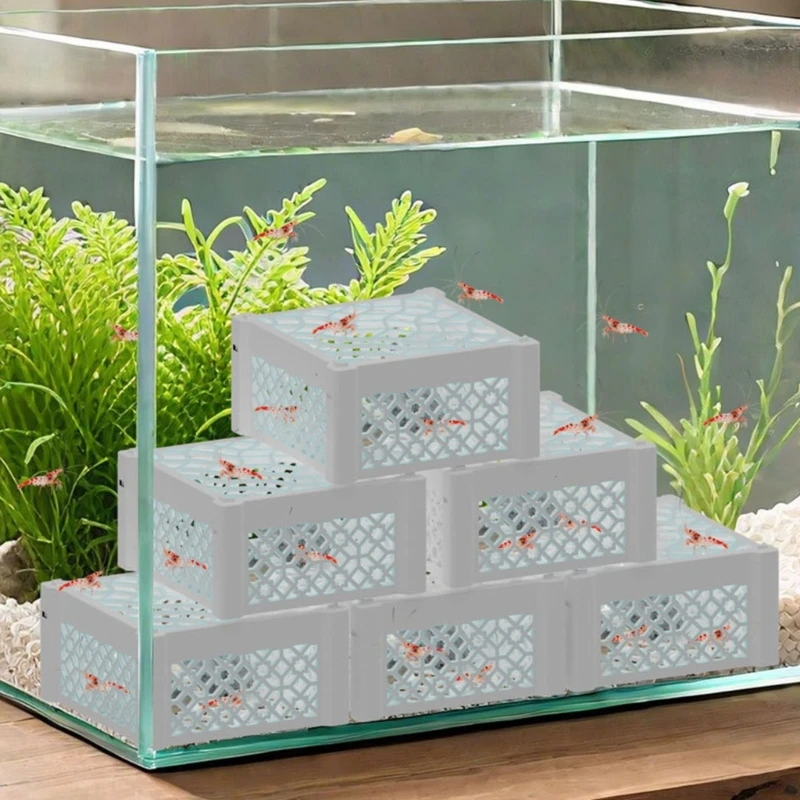 Ornamental Shrimp Shelter Box with Perforated Surfaces Enclosure, Providing a Separate Refuge Within Homes Aquariums Y5GB