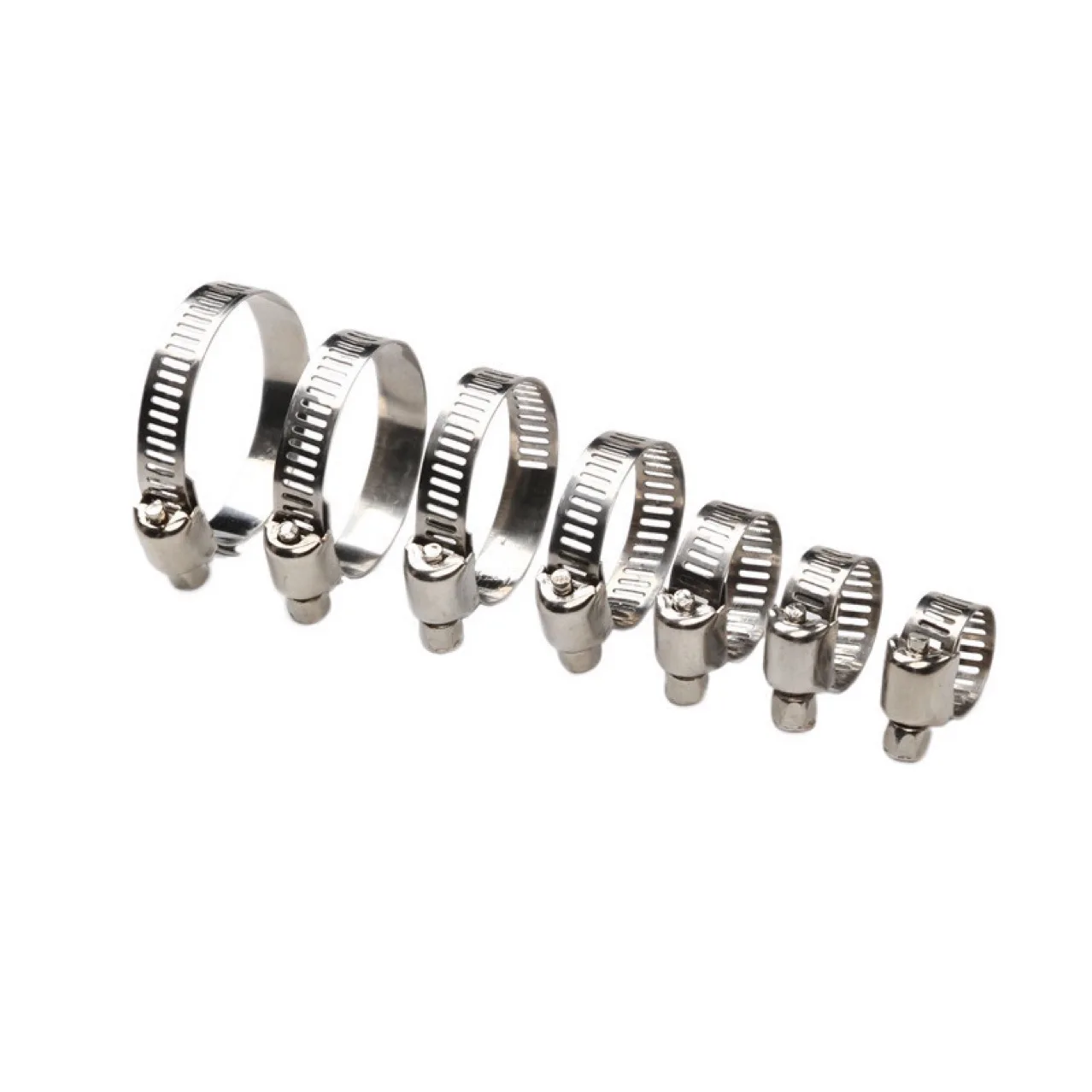 50PCS Hose Clamps Kit American Style Worm Gear Clamps Pipe Clips Box