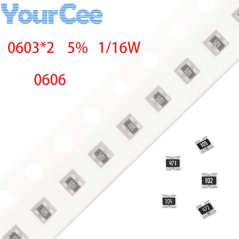 100pcs 0606 0603*2 Network Resistor SMD Array 0~1M 0 10 22 33 47 100 220 330 470 1K 2.2K 3.3K 4.7K 10K 20K 33K 47K 100K 1M ohm