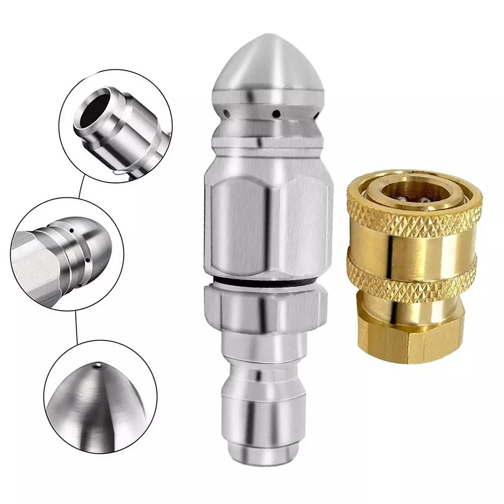 Drain Jetting Hose Nozzle Compact Accessories Stainless Steel Kit Compact Accessories Multi Purpose Use Nozzle Design