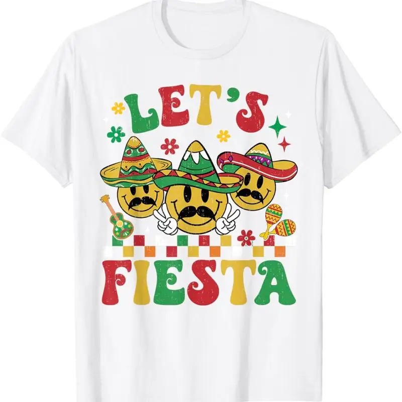 Funny Cinco De Mayo Groovy Lets Fiesta Smile Mexican Unisex T-Shirt