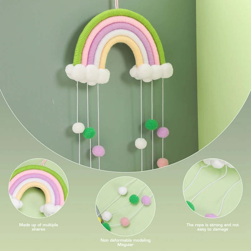 1Pc NEW Cloud Rainbow Raindrop Wall Hangings Decoration For Kid Girls Bedroom Hanging Pendant Baby Bed Tent Hanging Toy Pendant