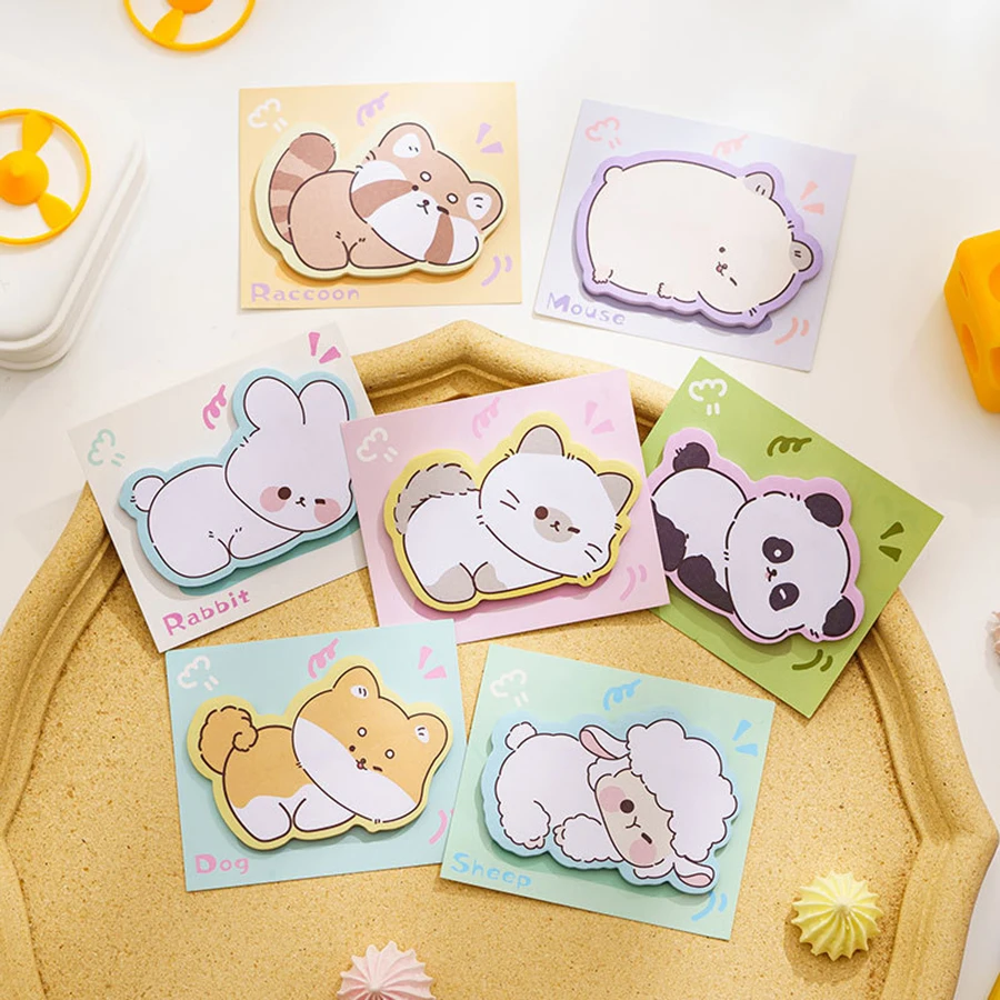 5 Pcs Cute Sticky Notes Cartoon Animal Sticky Memo Pads Kawaii Small Self-Stick Memo Note Pad Office School Supplies