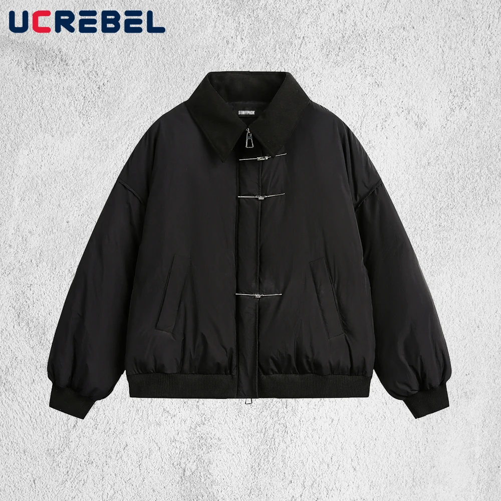 

Сплошной цвет, пуховик, мужская зимняя толстая уличная куртка с лацканами и длинными рукавами, мужская верхняя одежда