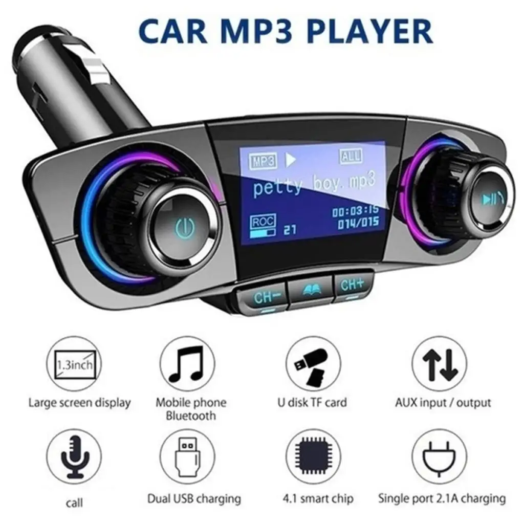 

Портативный автомобильный FM-передатчик BT06, Bluetooth, музыка, MP3, USB