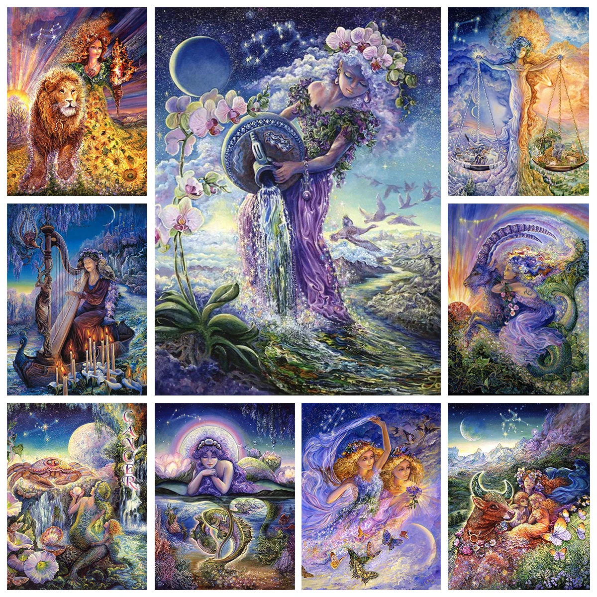 

Diy 5D Scorpio Aquarius Diamond Painting Art Constellation Goddess Full Round Drills Wall Decor Diamond Embroidery Adult Hand