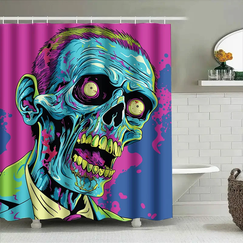 

Занавеска для душа Tuniu Zombie, крутая графика ужасов, настенное искусство, жуткий страшный забавный декор для ванной комнаты