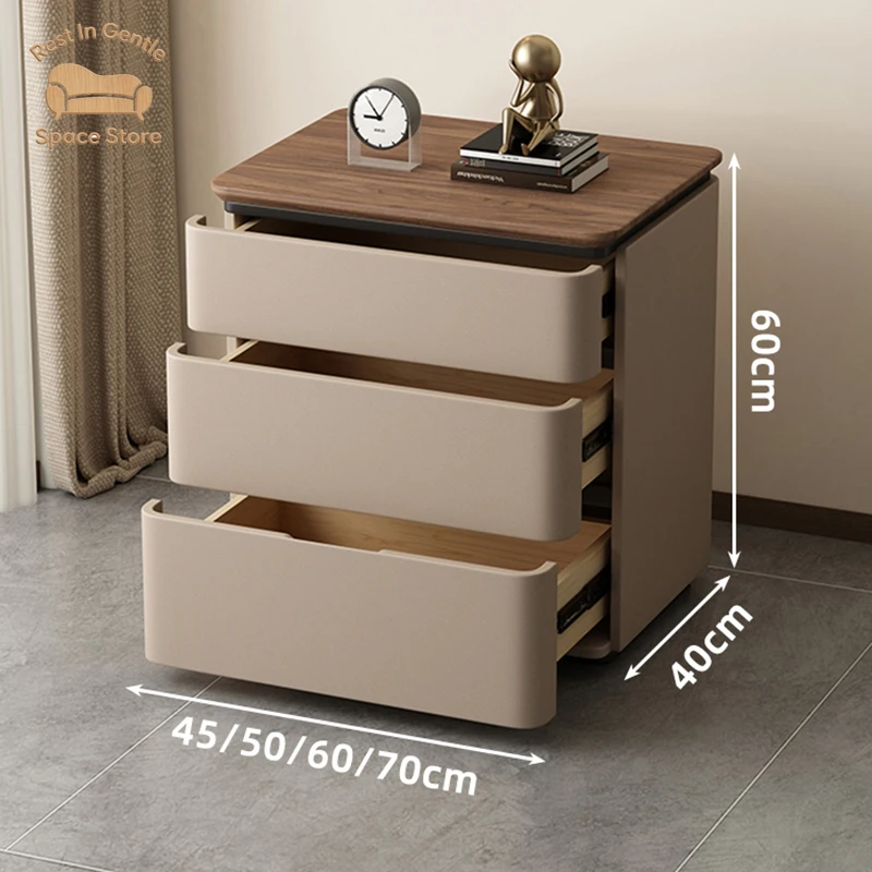 2025 new solid wood three-layer bedside table household modern bedroom storage cabinet simple light luxury