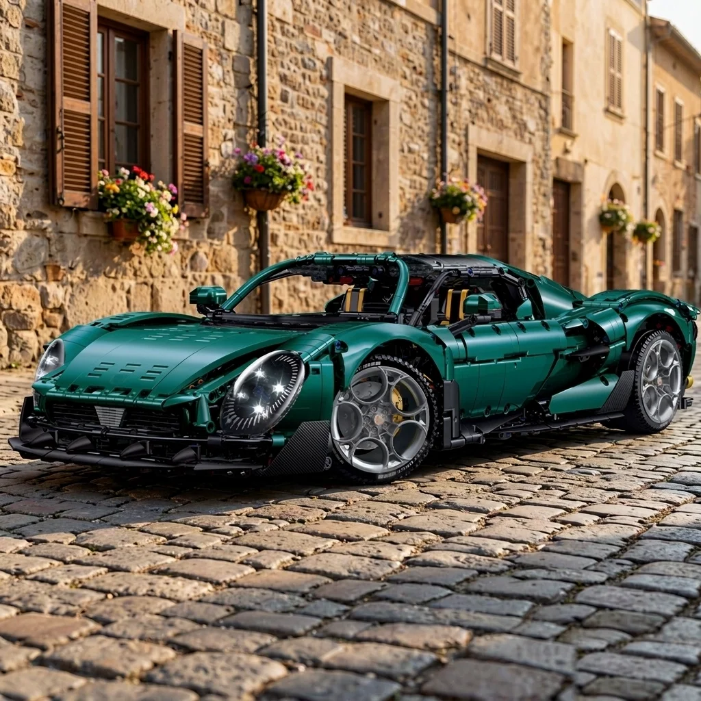GULY 1:8 Vintage Racing Car Model 4208PCS Collector Edition Kit Showroom Display Sports Car Model Collection Display Piece Building Blocks Set for Adult Collectors Gift for Men Car Enthusiasts and Collectors