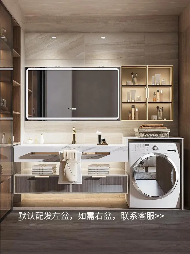 Light Luxury Washbasin, Bathroom Integrated Washing Machine, Balcony Basin, Bathroom Cabinet, Solid Wood Washbasin 90 Cm