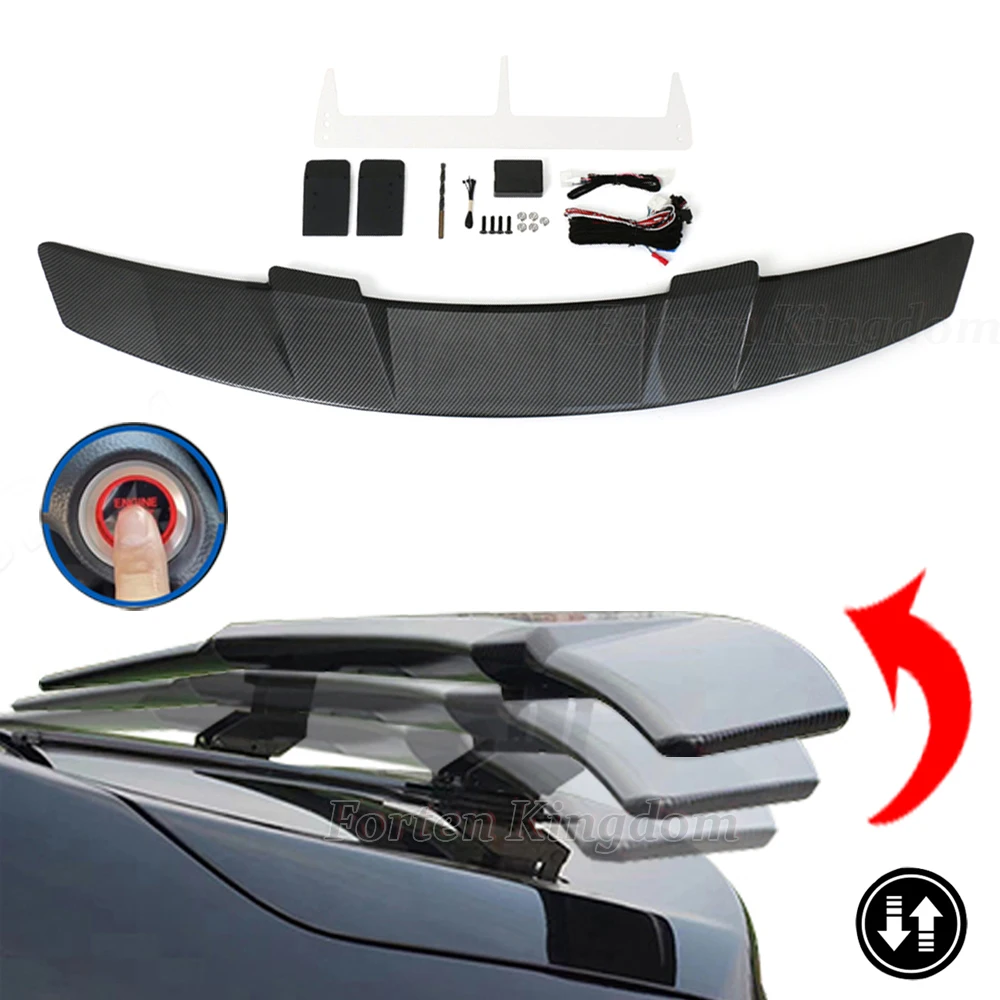 Carbon FIber Spoiler Automatic Up Down Universal Rear Trunk Tail Boot Car Spoiler Wing For Sedan Coupe Engine Remote Key Control