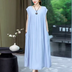 New Fashion 2023 Casual O-Neck Summer Dresses For Women Clothes Vintage Elegant Short Sleeve Plus Size Women Clothing